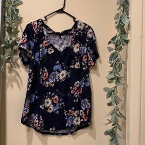Torrid Navy Floral Pocket Tee